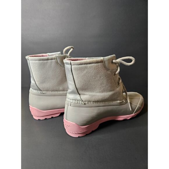 Sperry Port Boot Duck Boot Girl 5M Gray Pink Great Condition - Picture 6 of 9